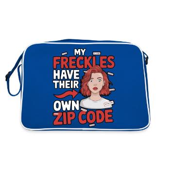 Red Hair Redheaded Irish Freckles Ginger Redhead - Retro Bag - blue/white - Back
