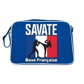 Savate Instruktor Französische Kampfsportarten Kickboxen - Retro Tasche - Blau/Weiß - Hinten
