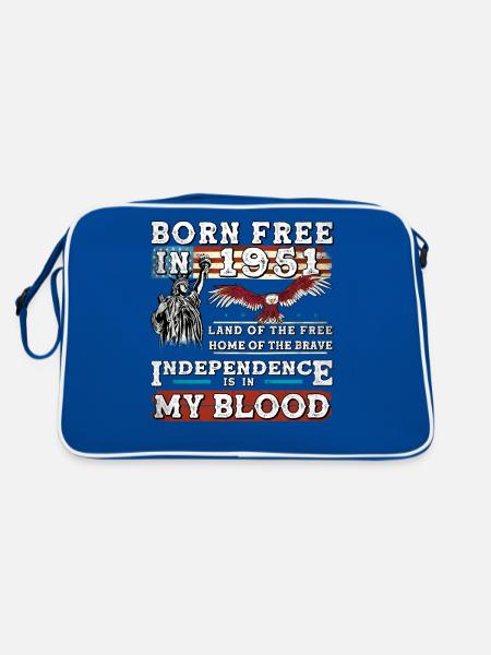 Born Free in 1951 - 74 Years of American Strength - Retro Bag - blue/white - Back