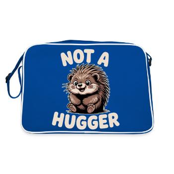 Not A Hugger Porcupine Funny Shy Introvert Animal - Retro Bag - blue/white - Back
