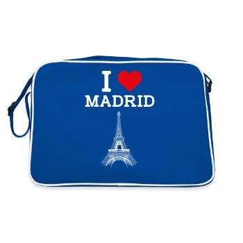 J’aime Madrid Espagne Amoureux Coeur Drapeau Tour Eiffel - Sac Retro - bleu/blanc - Dos