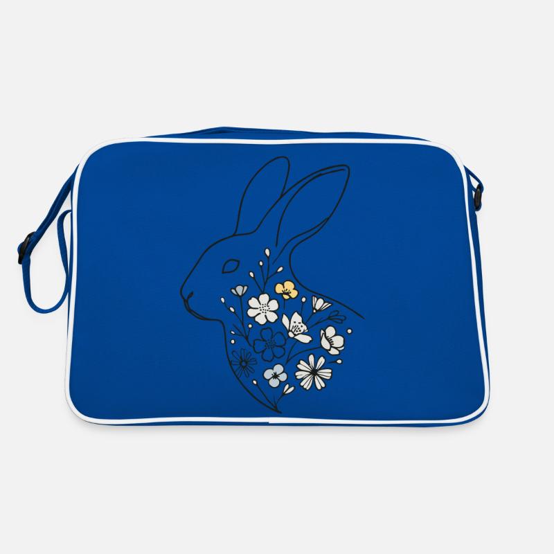 Lapin de Pâques avec des fleurs style rétro Sac Retro