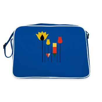 Jardin de tulipes géométrique Bauhaus - Sac Retro - bleu/blanc - Dos