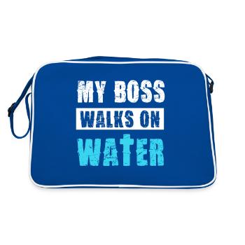 Mon patron marche sur l’eau motif amusant - Sac Retro - bleu/blanc - Dos