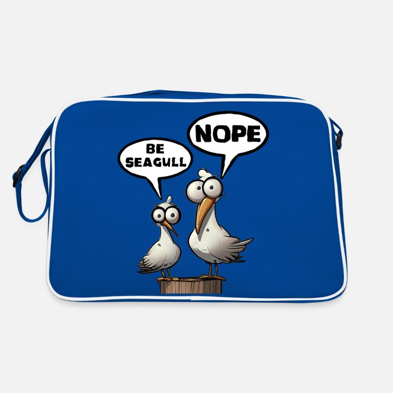 Sei Möwe Scheiss drauf Spruch Be Seagull Nope Retro Tasche