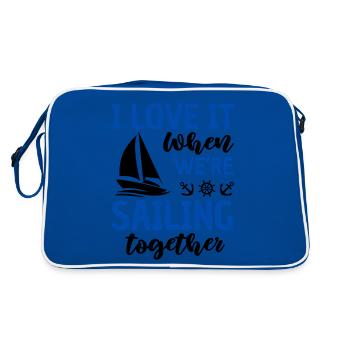 Funny sailor saying sailing together - Retro Bag - blue/white - Back