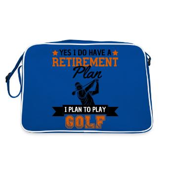 Golf Rentenplan Spruch Golfspieler Fan - Retro Tasche - Blau/Weiß - Hinten
