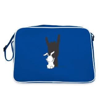 Rock Hase – Der coolste Hase im Rampenlicht - Retro Tasche - Blau/Weiß - Hinten