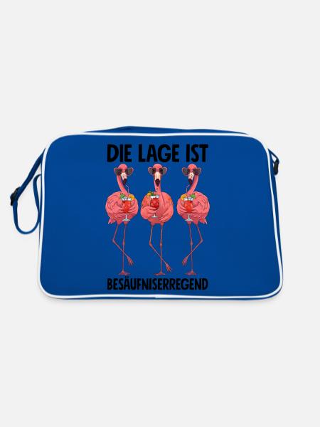 The location is drunken with flamingos - Retro Bag - blue/white - Back
