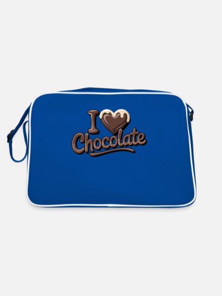 Chocolate Passion I Love Chocolate - Retro Tasche - Blau/Weiß - Hinten