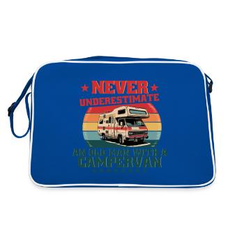 Never Underestimate And Old Man With A Campervan - Retro Bag - blue/white - Back