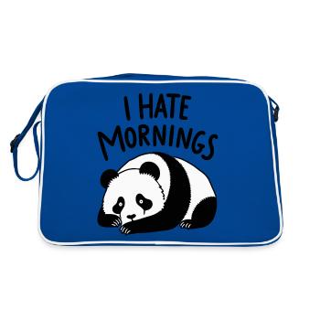 Panda I Hate Mornings Saying - Retro Bag - blue/white - Back