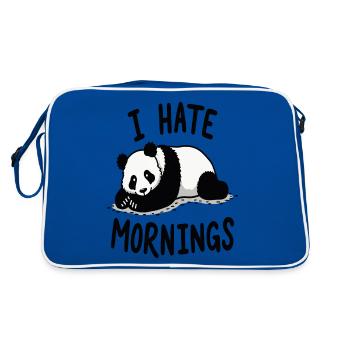 Panda I Hate Mornings Saying - Retro Bag - blue/white - Back