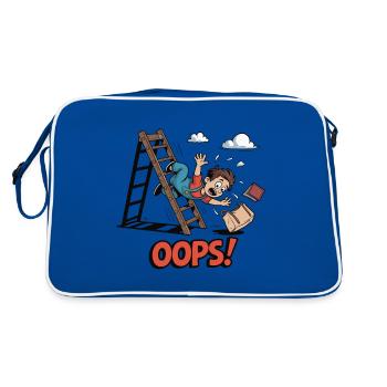 DOWN STAIRS, OOPS - Retro Bag - blue/white - Back