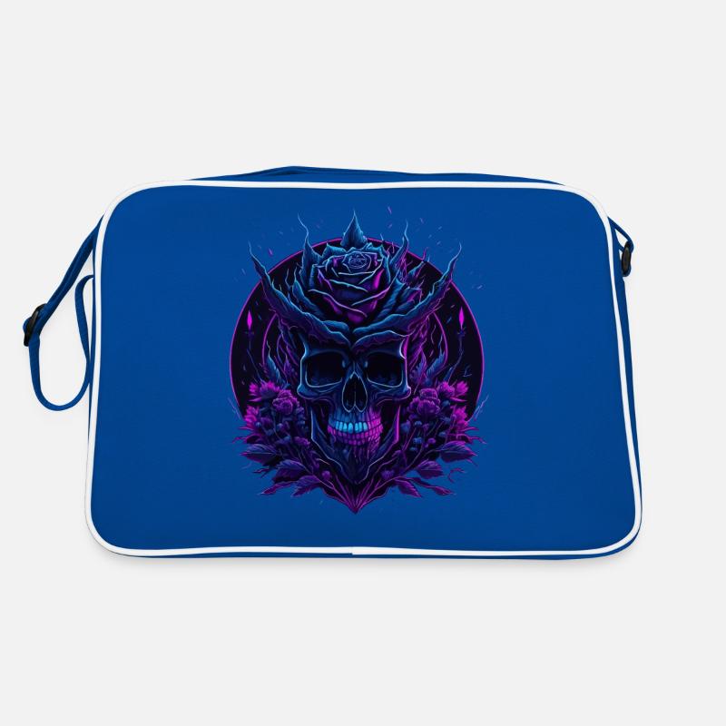 Rose Skull Neon vaporwave Skull Retro Bag