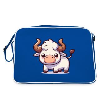 TAUREAU VACHE AMOUR CORNES MOELLEUSES PRAIRIE BERGER MONTAGNES - Sac Retro - bleu/blanc - Dos