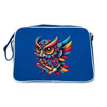 HIBOU TOTEM SAGESSE CONNAISSANCE OISEAU NUIT FORÊT NATURE - Sac Retro - bleu/blanc - Dos