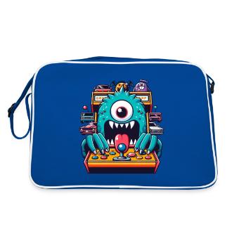 ARCADE SLOT MACHINE CASINO JOYSTICK MONSTER CRAZY - Retro Bag - blue/white - Back