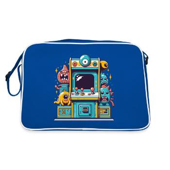 ARCADE SLOT MACHINE CASINO JOYSTICK MONSTER CRAZY - Retro Bag - blue/white - Back
