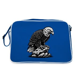 ADLER GREIFVOGEL HABICHT JÄGER FLUG MAJESTÄT FEDER - Retro Tasche - Blau/Weiß - Hinten