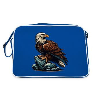 ADLER GREIFVOGEL HABICHT JÄGER FLUG MAJESTÄT FEDER - Retro Tasche - Blau/Weiß - Hinten