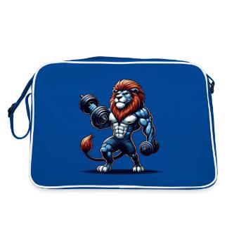 POWERFUL LION POWER MUSCLE BUILDING WEIGHTLIFTING GYM - Retro Bag - blue/white - Back