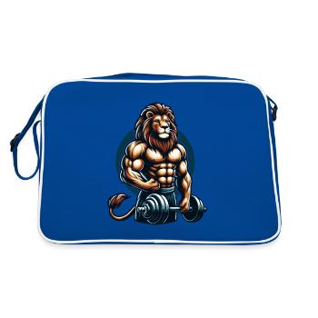 POWERFUL LION POWER MUSCLE BUILDING WEIGHTLIFTING GYM - Retro Bag - blue/white - Back