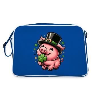 LUCKY PIG SHAMROCK TOP HAT LUCK PROSPERITY - Retro Bag - blue/white - Back