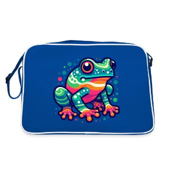 FROSCH KRÖTE UNKE LURCH SUMPF SEE FLUSS FARBENFROH - Retro Tasche - Blau/Weiß - Hinten