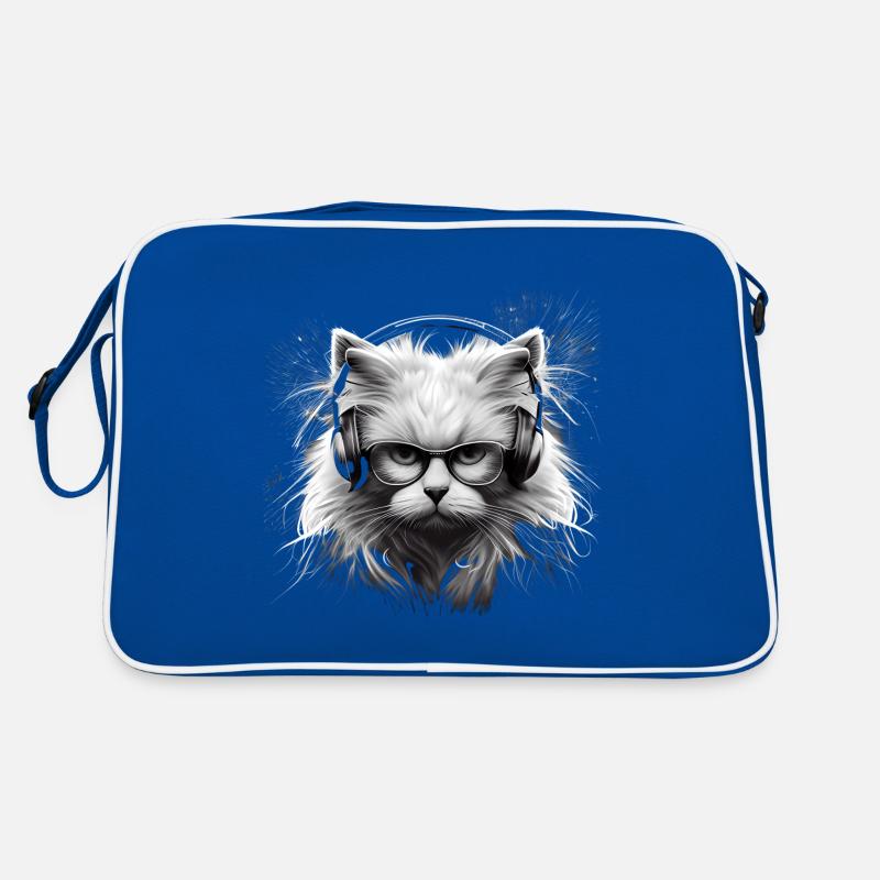 Tête de chat avec lunettes Casque-cool chat Sac Retro