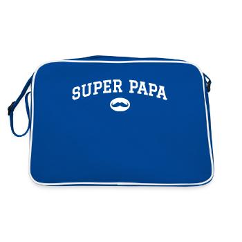 Super papa moustache - Sac Retro - bleu/blanc - Dos