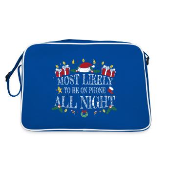 Höchstwahrscheinlich die ganze Nacht am Telefon sein - Retro Tasche - Blau/Weiß - Hinten