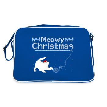 Noël miaou - Adorable chat au chapeau de Père Noël - Sac Retro - bleu/blanc - Dos