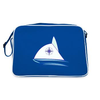 Sailing Sailboat Sailor Boat Skipper Gift - Retro Bag - blue/white - Back
