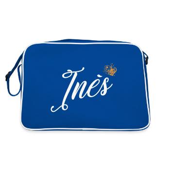 Ines Custom Name for Women Kids Toddlers - Ines - Retro Bag - blue/white - Back
