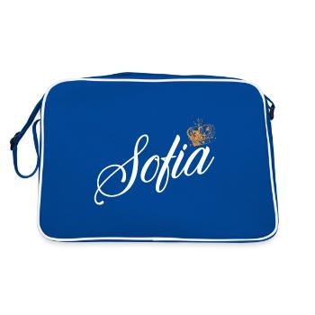 Sofia Custom Name for Women Kids Toddlers - Sofia - Retro Bag - blue/white - Back