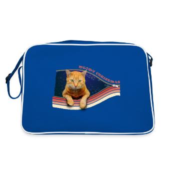 Funny Cat - Meowy Christmas - Retro Bag - blue/white - Back