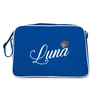 Luna Custom Name for Women Kids Toddlers - Luna - Retro Bag - blue/white - Back