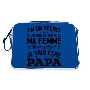 I Have A Secret Daddy Cute Child Pregnancy Man - Retro Bag - blue/white - Back