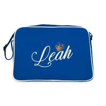 Leah Custom Name for Women Kids Toddlers - Leah - Retro Bag - blue/white - Back