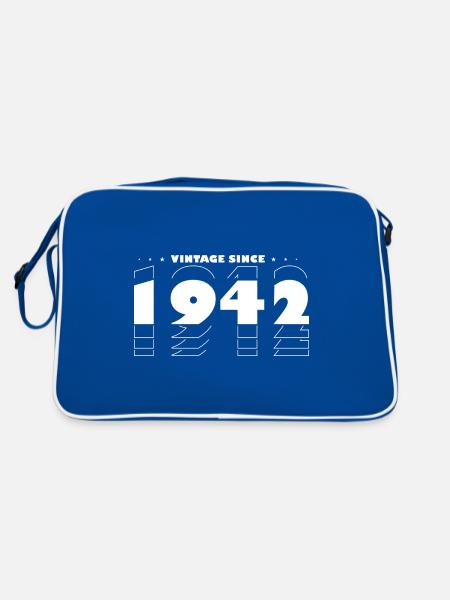 Zeitloser Vintage-Stil von 1942 - 83. Geburtstag - Retro Tasche - Blau/Weiß - Hinten