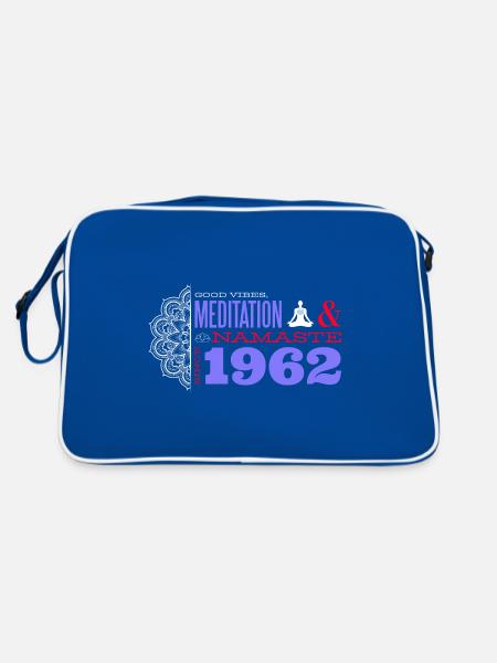 Meditation seit 1962 - 63 Jahre Ruhe & - Retro Tasche - Blau/Weiß - Hinten
