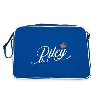 Riley Name für Frauen Kinder Kleinkinder - Riley Nachname - Retro Tasche - Blau/Weiß - Hinten