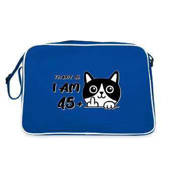 I'm Not 46, I Am 45 Plus 1 Middle Finger Cat Flip - Retro Bag - blue/white - Back