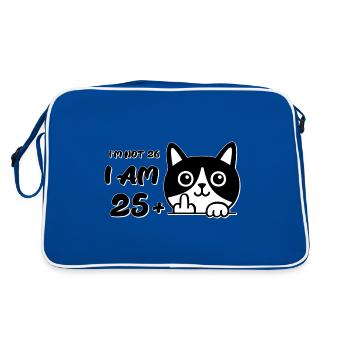 I'm Not 26, I Am 25 Plus 1 Middle Finger Cat Flip - Retro Bag - blue/white - Back