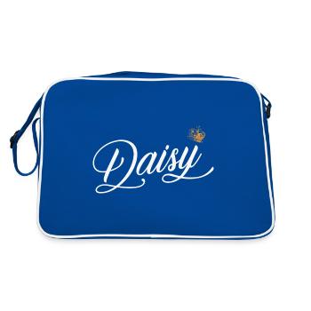 Daisy Custom Name für Frauen Kinder Kleinkinder - Daisy - Retro Tasche - Blau/Weiß - Hinten