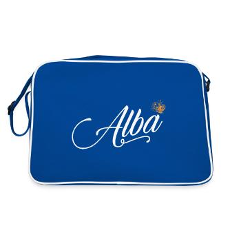 Alba Custom Name for Women Kids Toddlers - Alba - Retro Bag - blue/white - Back