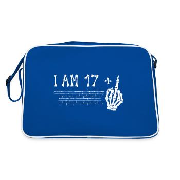 I Am 17 Plus Middle Finger - 18th Birthday - Retro Bag - blue/white - Back