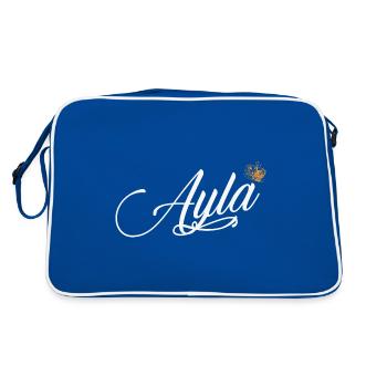 Ayla Custom Name für Frauen Kinder Kleinkinder - Ayla - Retro Tasche - Blau/Weiß - Hinten
