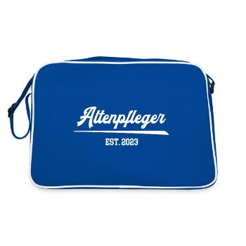 Altenpfleger 2023 Pfleger Arbeiten Beruf Pflege - Retro Tasche - Blau/Weiß - Hinten